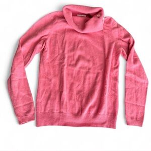 100% Cashmere Charter Club Pink Cowl Neck Sweater with Button Accents
